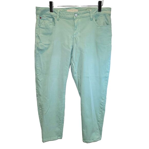 SLINK Jeans Crop Skinny Womens Sz 16 Plus Mint Green Distressed Stretch Ankle - Picture 4 of 15